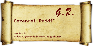 Gerendai Radó névjegykártya